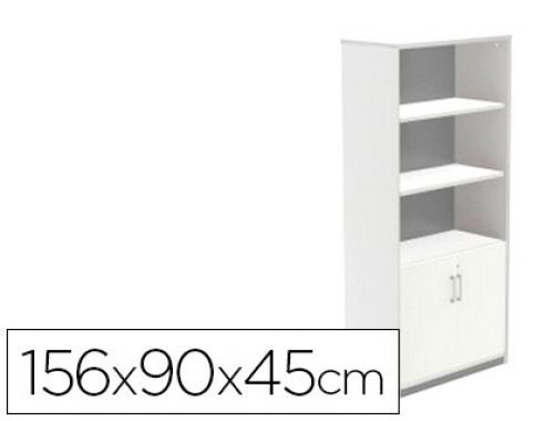 Armario rocada com dois estantes e dois portas inferiores serie store 156x90x45 cm acabamento aw04 branco/branco , Rocada , 150617 , 8427951061959
